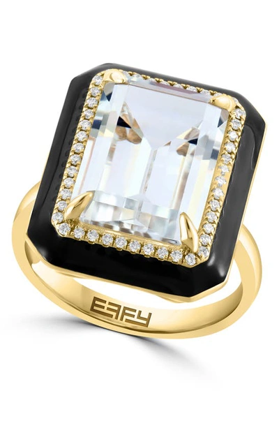 Effy 14k Yellow Gold Diamond White Topaz Ring