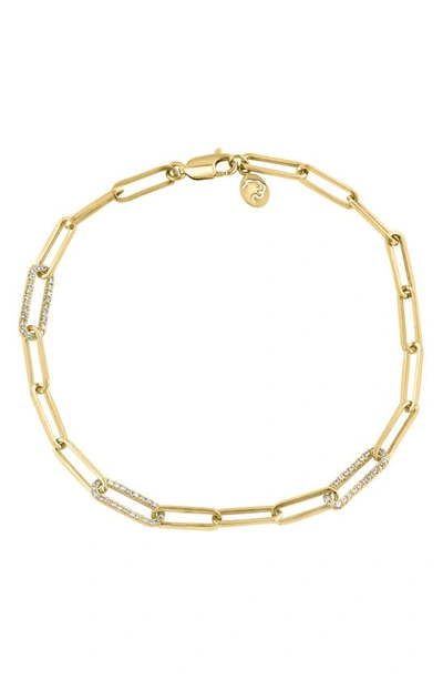 Effy 14k Yellow Gold Plated Sterling Silver Diamond Chain Bracelet In White