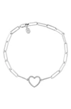 Effy Sterling Silver Diamond Open Heart Bracelet In White