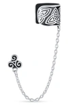 Bling Jewelry Boho Cartilage Ear Cuff With Chain In Silver-1