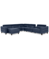 FURNITURE SILVANAH 6-PC. LEATHER SECTIONAL WITH STORAGE CHAISE AND 2 POWER RECLINERS AND CONSOLE, CREATED FOR 