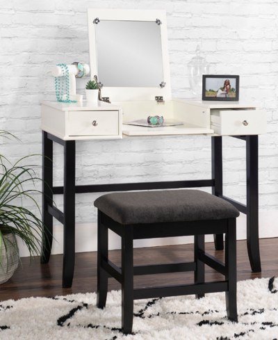 Linon Home Decor Janice Vanity Set, 2 Pieces In Black And White With Black