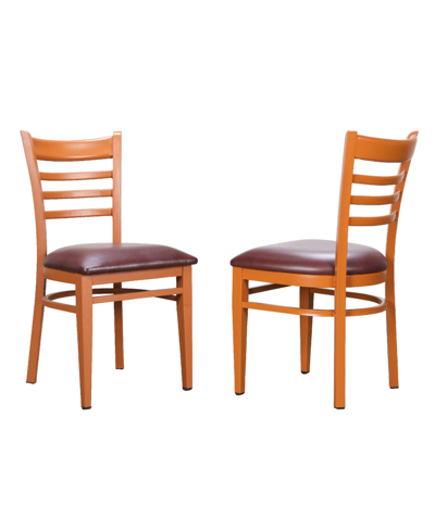 Linon Home Decor Brainard Side Chair, Set Of 2 In Dark Honey With Burgundy