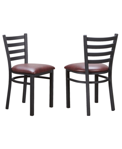 Linon Home Decor Brainard Side Chair, Set Of 2 In Black With Burgundy