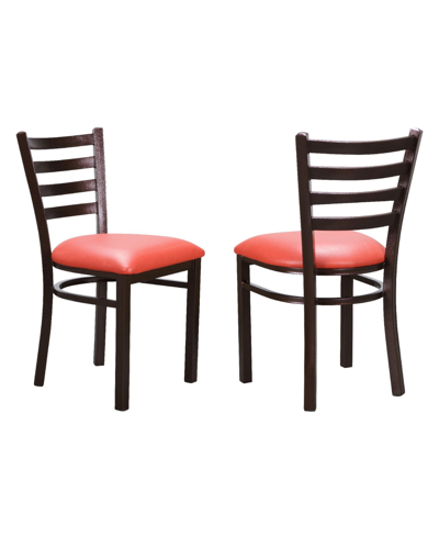 Linon Home Decor Brainard Side Chair, Set Of 2 In Bronze With Red