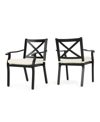 Noble House Exuma Outdoor Cast Dining Chairs With Cushions, Set Of 2