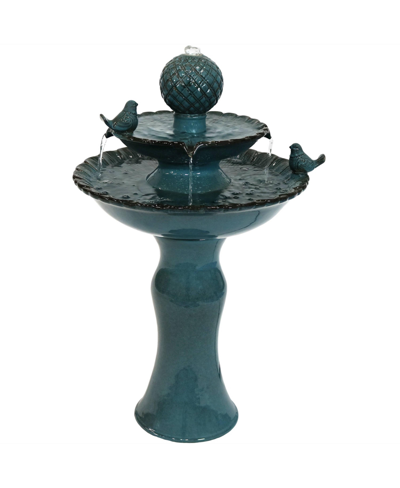 Sunnydaze Decor Sunnydaze Electric Green Ceramic 2-tier Resting Birds Outdoor Water Fountain In Blue