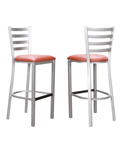 Linon Home Decor Brainard Barstool, Set Of 2 In Silver-tone With Rust