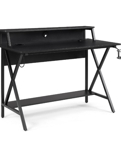 Linon Home Decor Moxley Led Gaming Desk In Black With Black Frame