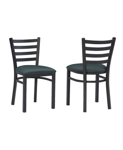Linon Home Decor Brainard Side Chair, Set Of 2 In Black With Green