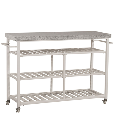 Hillsdale Kennon Kitchen Cart With Grayscale Granite Top In White