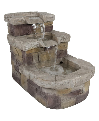 Sunnydaze Decor Sunnydaze Electric Polyresin 3-tier Brick Steps Outdoor Water Fountain With Led Light In Grey
