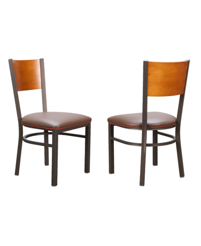 Linon Home Decor Edsel Side Chairs, Set Of 2 In Brown With Brown And Orange Welt