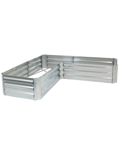 Sunnydaze Decor Galvanized Steel L-shaped Raised Garden Bed - 59.5 In - Silver In Grey
