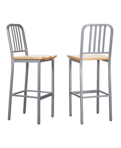 Linon Home Decor Ferncliff Barstool, Set Of 2 In Silver-tone