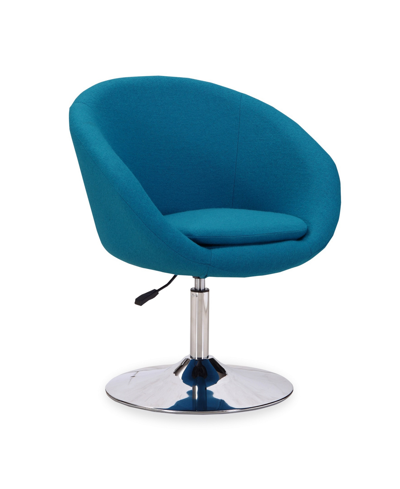 Manhattan Comfort Hopper Swivel Adjustable Height Chair In Blue/polished Chrome