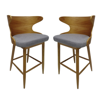 NOBLE HOUSE KAMRYN MID CENTURY MODERN FABRIC BARSTOOLS SET OF 2, LIGHT GREY