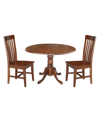 INTERNATIONAL CONCEPTS 42" DUAL DROP LEAF TABLE WITH 2 SLAT BACK DINING CHAIRS - 3 PIECE DINING SET