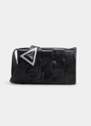 Bottega Veneta Cassette Mini Intrecciato Leather Crossbody Bag In Black