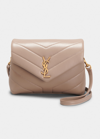 Saint Laurent Loulou Toy Ysl Matelasse Calfskin Envelope Crossbody Bag In Greyish Brown