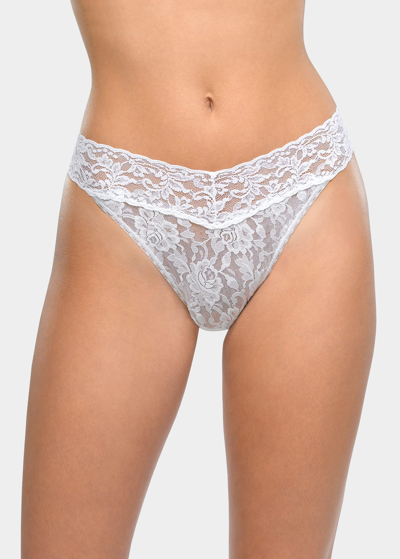 Hanky Panky Signature Lace Original-rise Rolled Thong In White