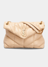 Saint Laurent Lou Puffer Toy Ysl Shoulder Bag In Quilted Nubuck In Avorio