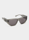 Ferragamo Monochrome Rectangle Plastic Sunglasses In Transparent Grey