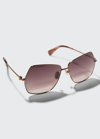 Max Mara Jewel Square Metal Sunglasses In Brown