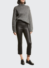 Sprwmn High-waist Flare-leg Cropped Leather Leggings In Chocolate