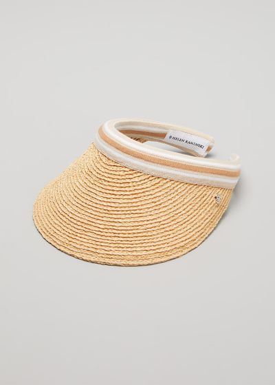 Helen Kaminski Bianca Classic Slide-on Raffia Visor In Dark Blue