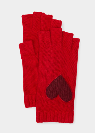 Portolano Jersey-knit Cashmere Fingerless Gloves In Red/brown