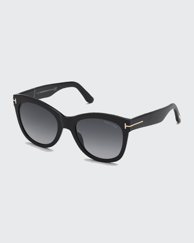 Tom Ford Wallace Acetate Cat-eye Sunglasses In Black Smoke