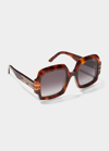 Dior Signature S1u 55mm Oversized Square Acetate Sunglasses In Blonde Havana