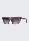 Celine Acetate Butterfly Sunglasses In Violet Mirror