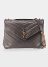 Saint Laurent Loulou Medium Calf Flap-top Shoulder Bag In Medium Gray