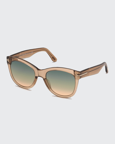 Tom Ford Wallace Acetate Cat-eye Sunglasses In Champagne