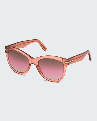 Tom Ford Wallace Acetate Cat-eye Sunglasses In Pink / Gradient Brown