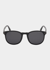 Tom Ford Ansel Round Gradient Plastic Sunglasses In Black Smoke