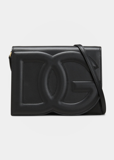 DOLCE & GABBANA DG LOGO FLAP LEATHER SHOULDER BAG