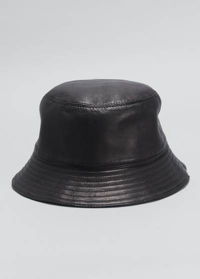 Loewe Fisherman Zip Leather Bucket Hat In Black