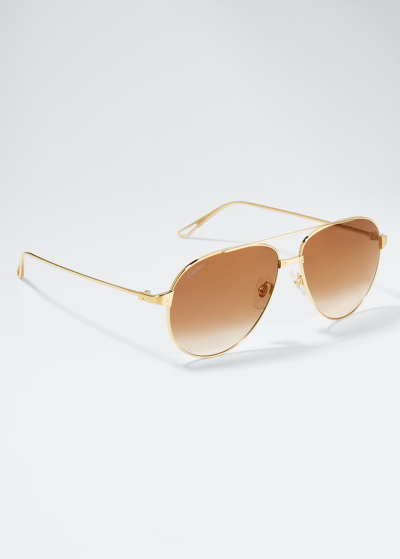 Cartier Santos Screw Metal Aviator Sunglasses In Blue