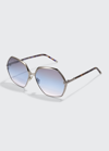 Tom Ford Fonda Geometric Round Plastic/metal Sunglasses In Grey