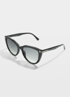 Tom Ford Isabella Plastic Cat-eye Sunglasses In Black / Grey