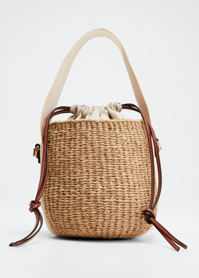 Chloé X Mifuko Woody Small Raffia Bucket Bag In White