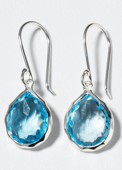 Ippolita Sterling Silver Rock Candy Blue Topaz Mini Teardrop Earrings In Blue/silver