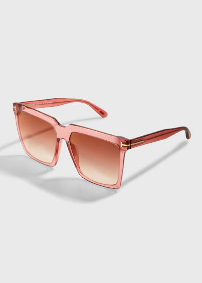 Tom Ford Gradient Square Plastic Sunglasses In Pink Multi