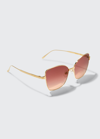 Cartier Metal Cat-eye Sunglasses In Golden Grey