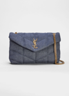 Saint Laurent Ysl Toy Puffer Mini Canvas Crossbody Bag In Deep Marine