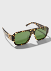 Givenchy Square Acetate Sunglasses In Havana/green
