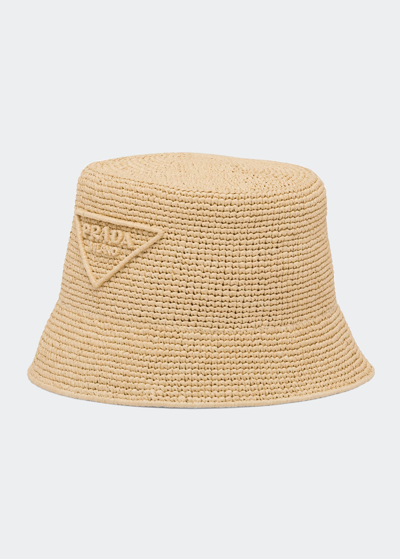 Prada Triangle Logo Wide-brim Sun Hat In Multi-colored